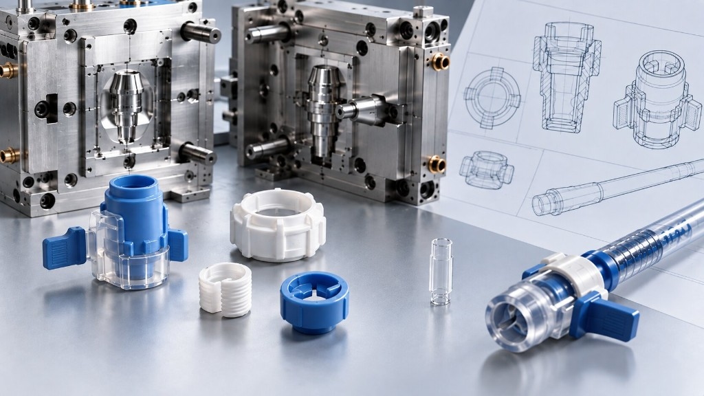 Injection molds and molded steerable-sheath components