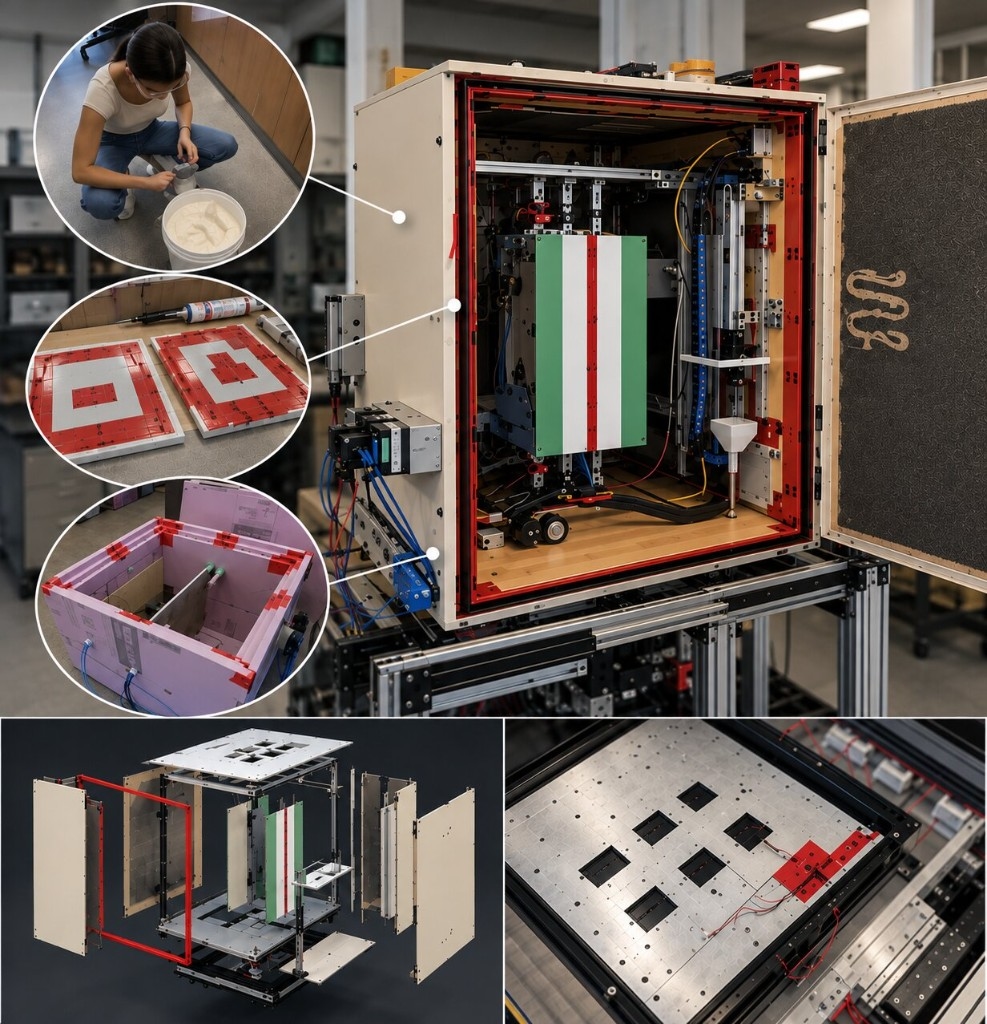 CABER phase-change material chamber, insulation build, and test hardware