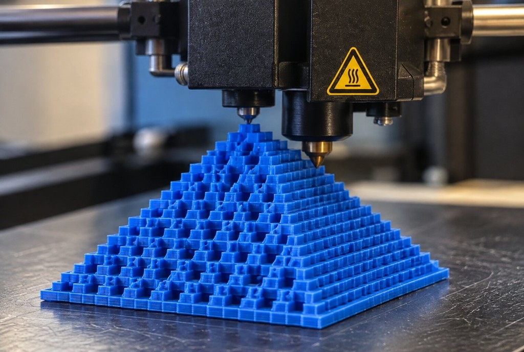 3D printer building a cellular automata structure